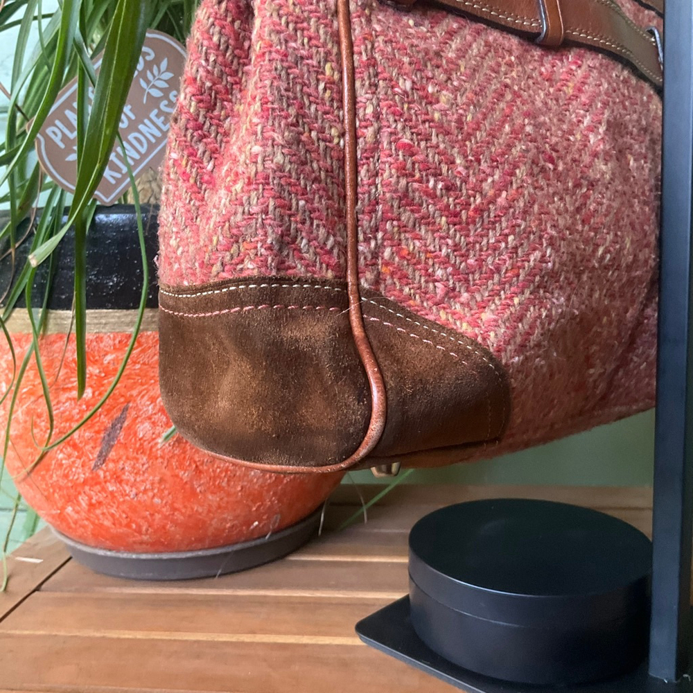 Coach Hampton Pink Tweed & Cognac Brown Leather EUC Vintage Y2K - Picture 5 of 11